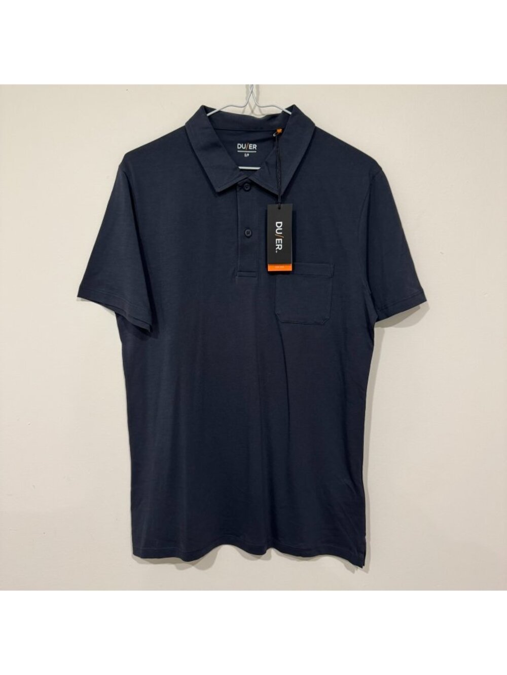 DUER Men's 'PurePima Polo' Short Sleeve Polo Shirt Size S Navy NWT